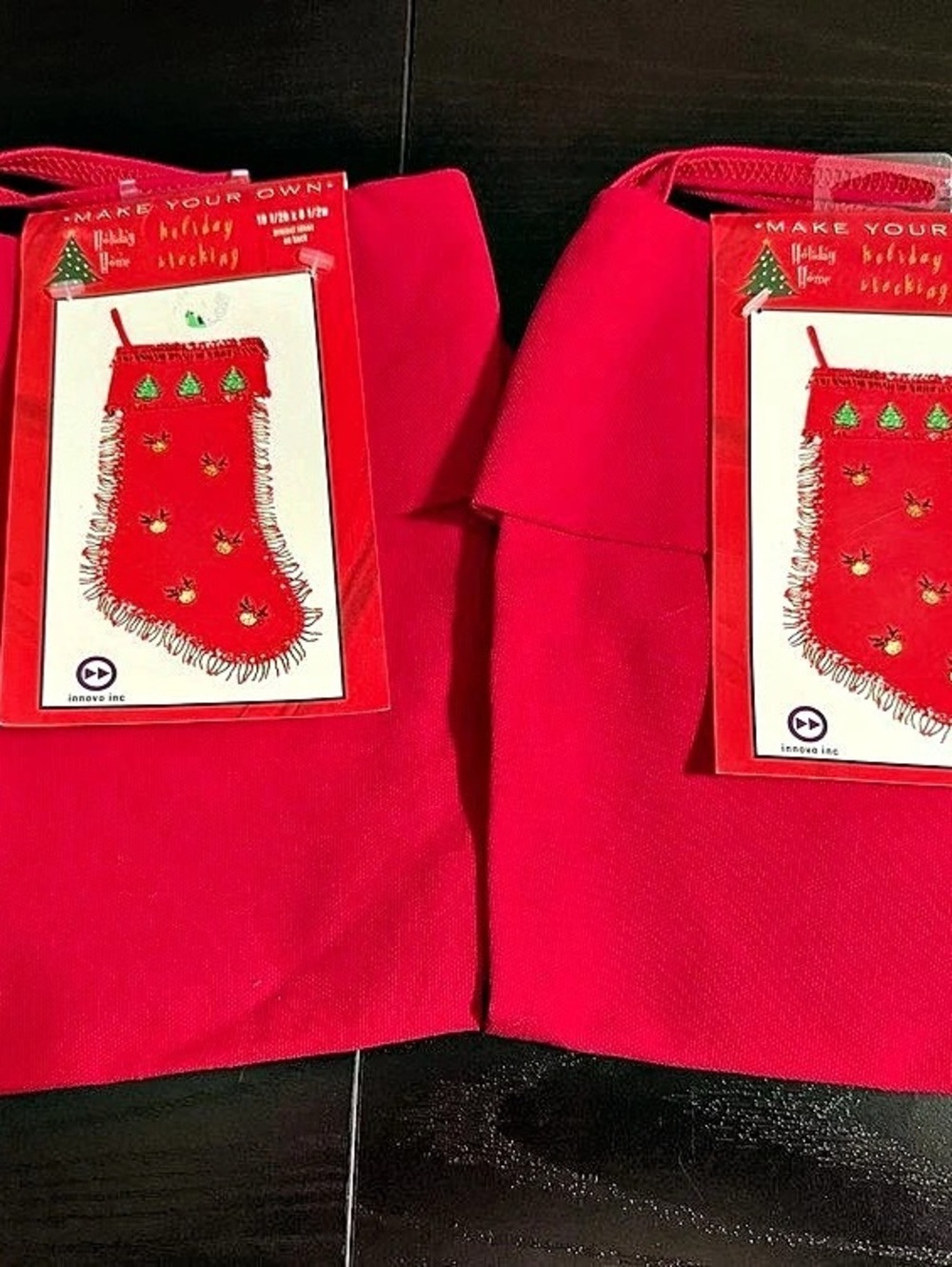 Dimensions Make Your Own Holiday Stocking Red Cotton NWT Set of 2
